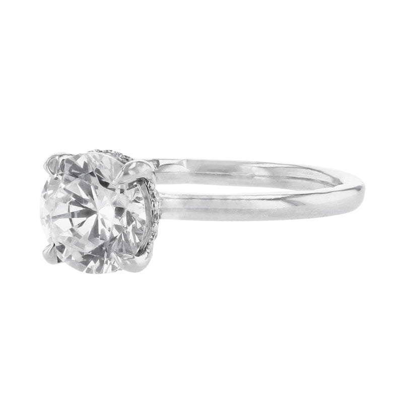14K White Gold Round Under Halo Diamond Ring - Nazarelle