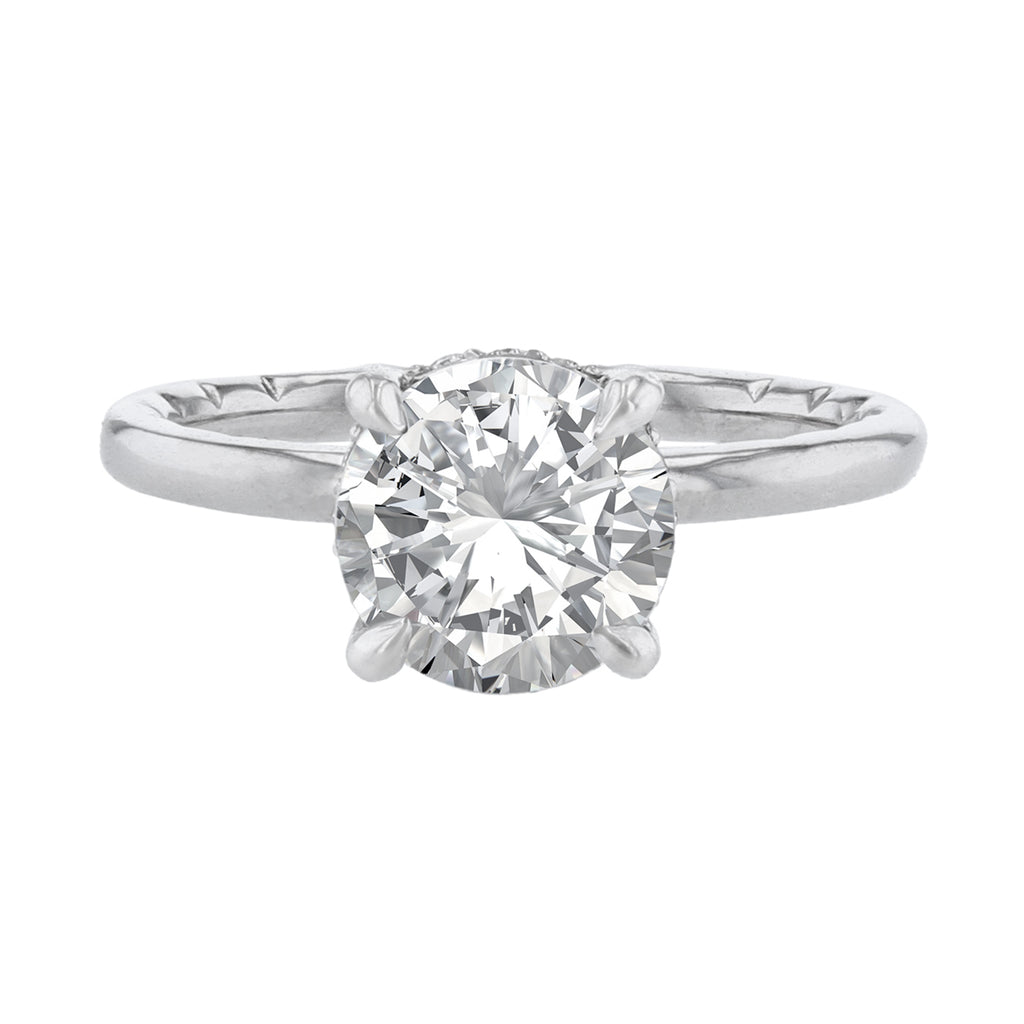 14K White Gold Round Under Halo Diamond Ring - Nazarelle
