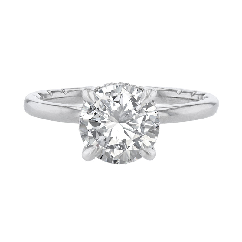14K White Gold Round Under Halo Diamond Ring - Nazarelle
