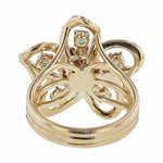 18K Yellow Gold Emerald and Diamond Flower Ring - Nazarelle