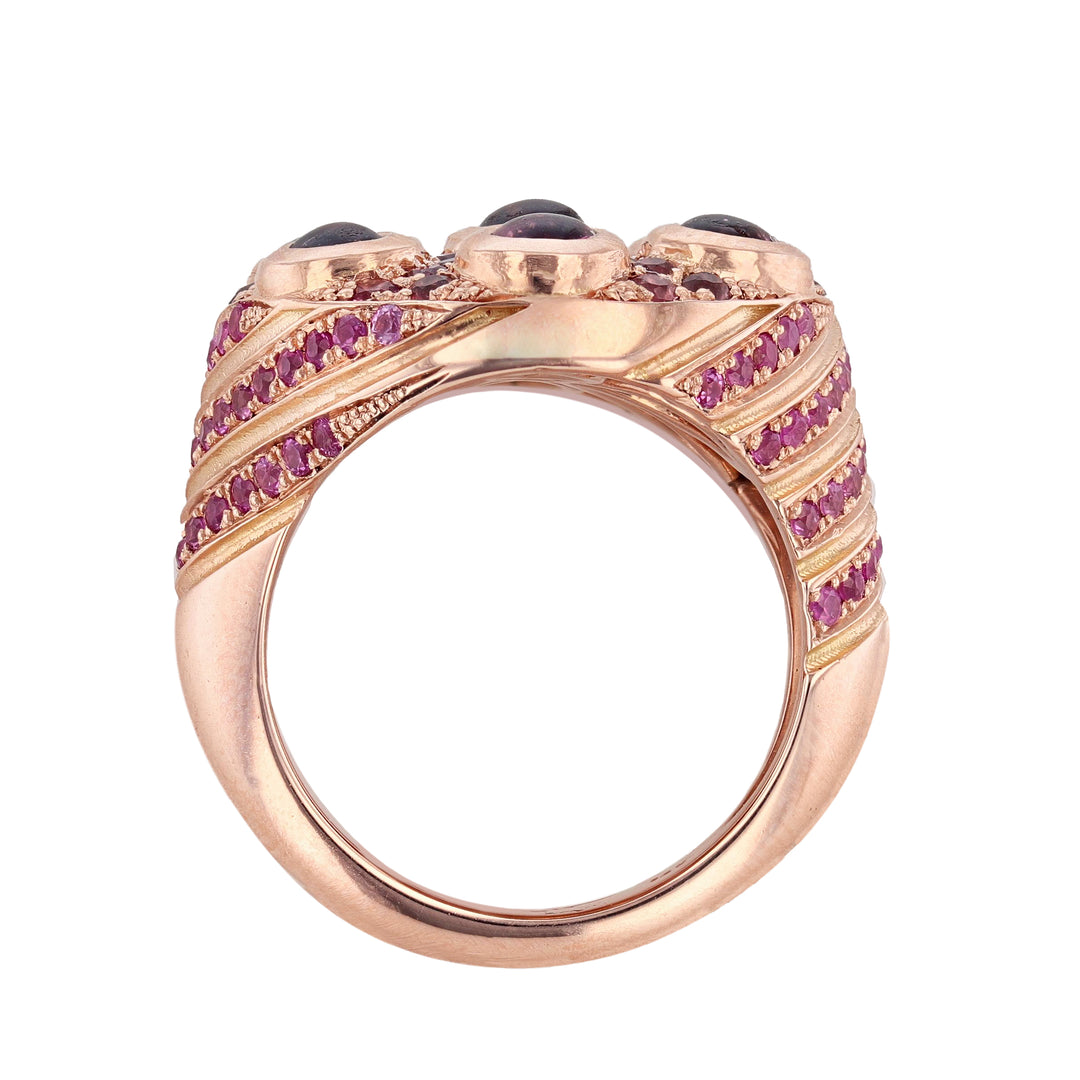 14K Rose Gold Pink Tourmaline, Pink Sapphire, and Diamond Ring - Nazarelle