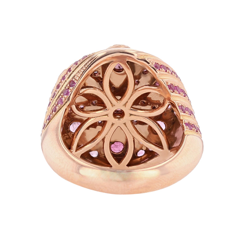 14K Rose Gold Pink Tourmaline, Pink Sapphire, and Diamond Ring - Nazarelle