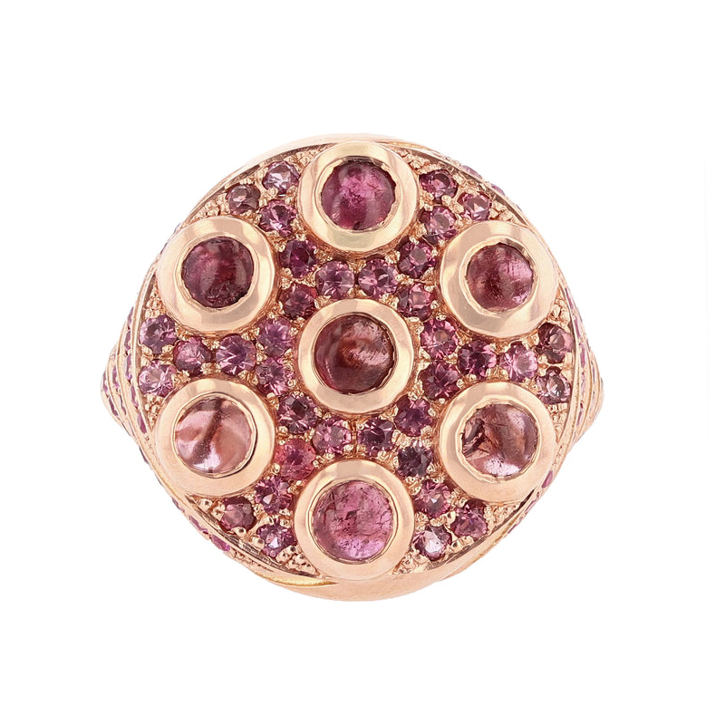 14K Rose Gold Pink Tourmaline, Pink Sapphire, and Diamond Ring - Nazarelle
