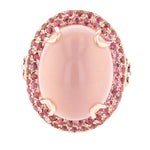 Cabachon Rose Quartz, Garnet, and Pink Tourmaline Ring - Nazarelle