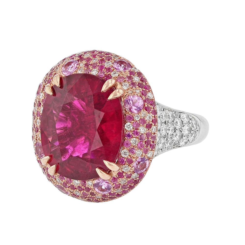 Pink Tourmaline, Pink Sapphire, and Diamond Ring - Nazarelle