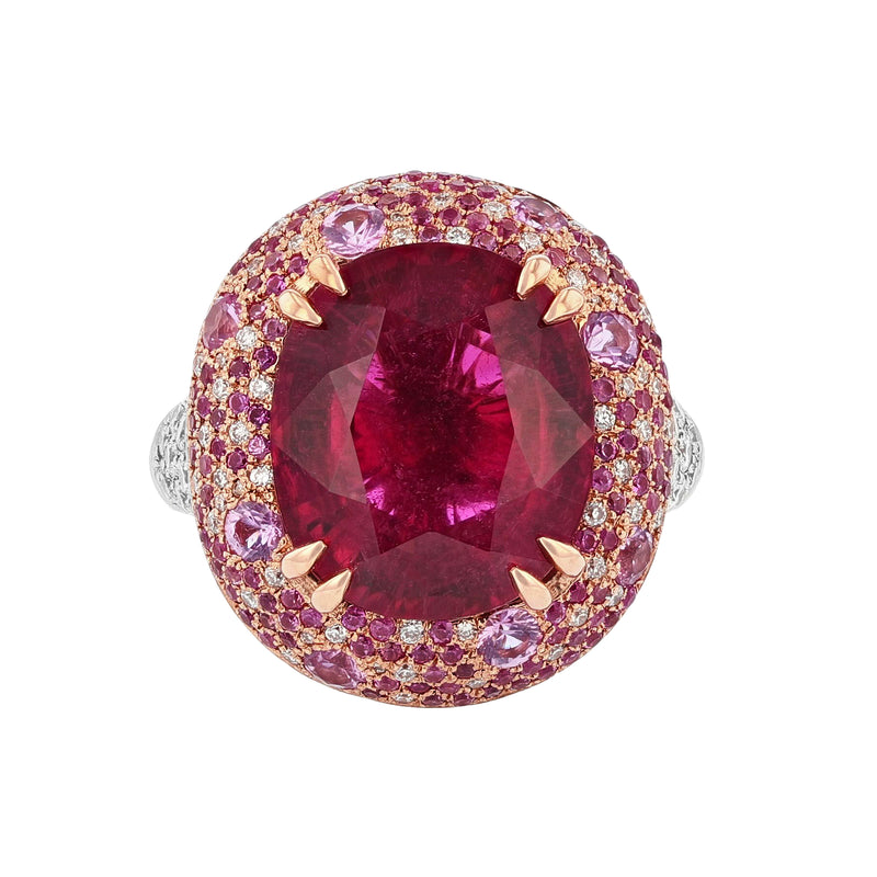 Pink Tourmaline, Pink Sapphire, and Diamond Ring - Nazarelle