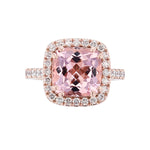 14K Rose Gold Cushion Morganite and Diamond Ring - Nazarelle