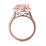 14K Rose Gold Cushion Morganite and Diamond Ring - Nazarelle