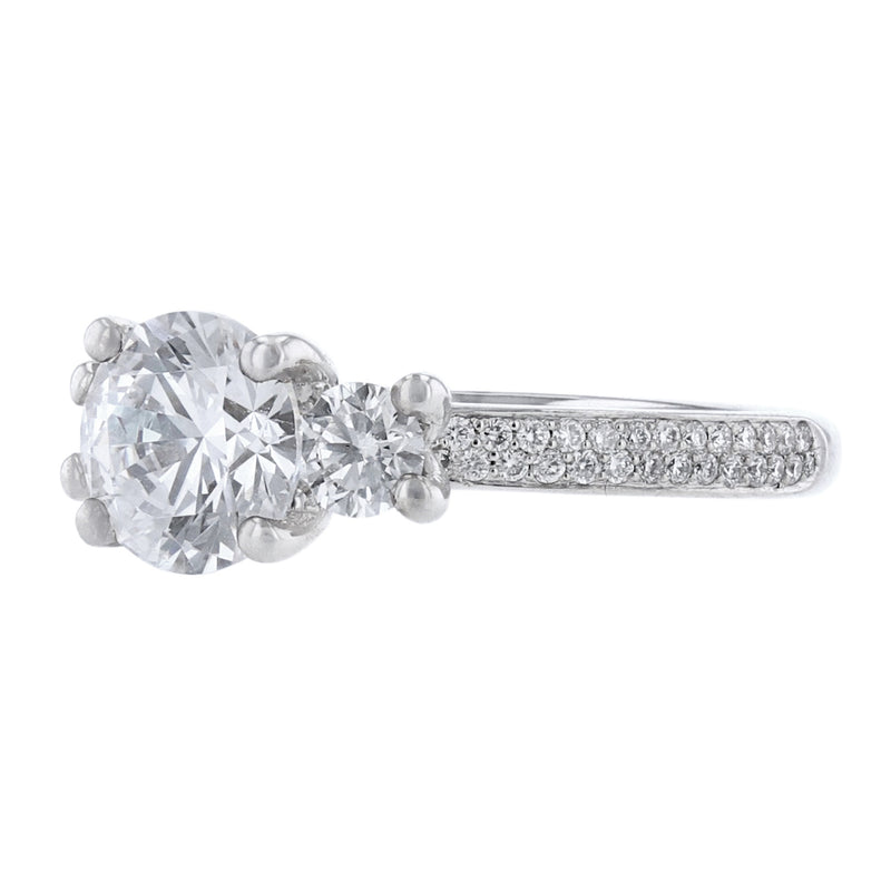 Three Stone Pave Accent Diamond Ring - Nazarelle