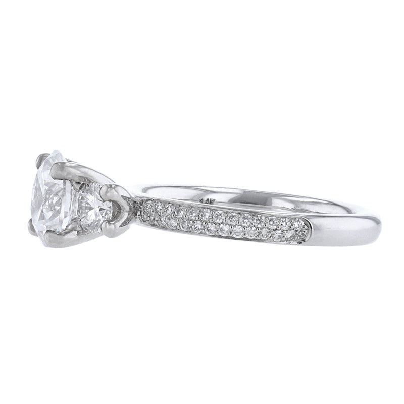Three Stone Pave Accent Diamond Ring - Nazarelle