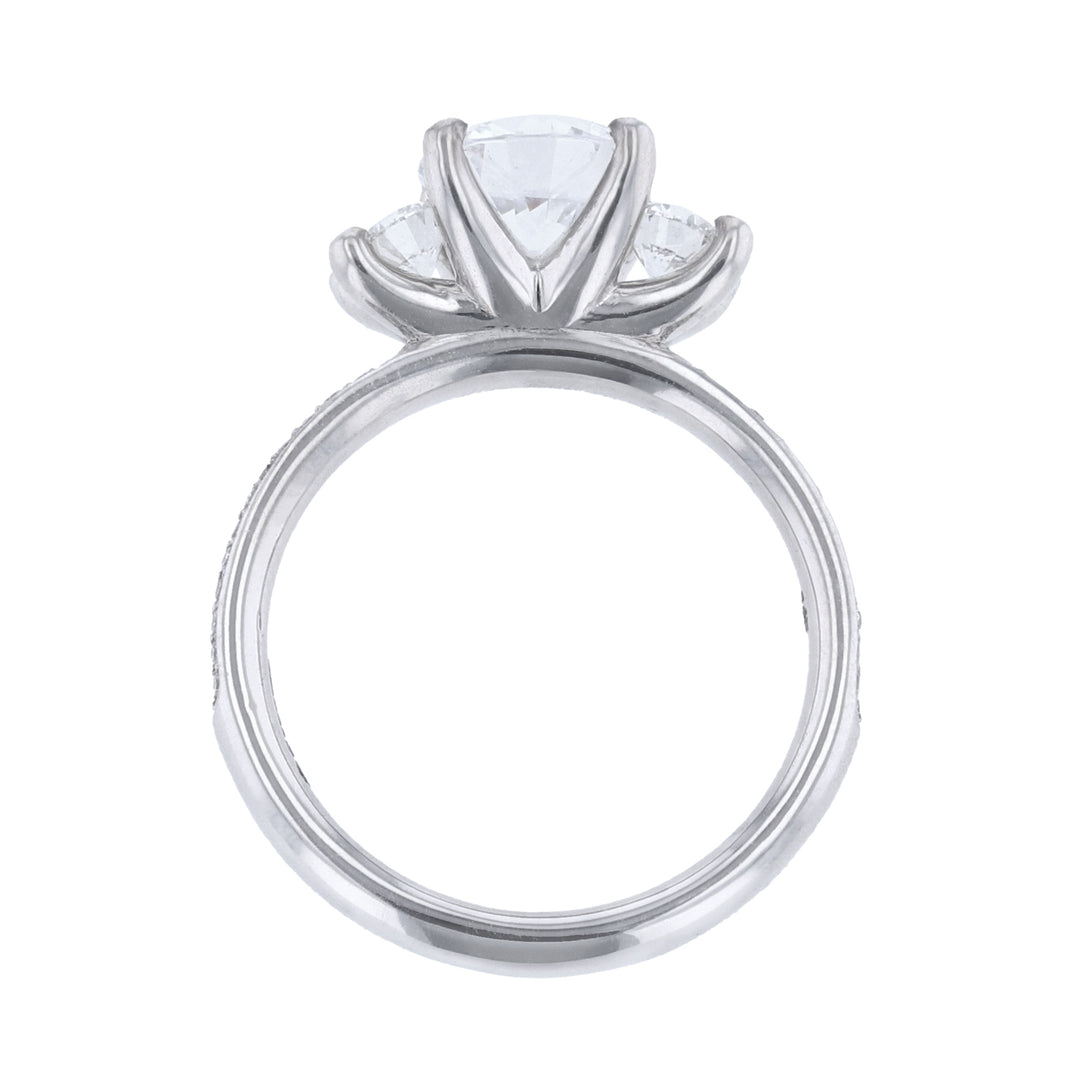 Three Stone Pave Accent Diamond Ring - Nazarelle