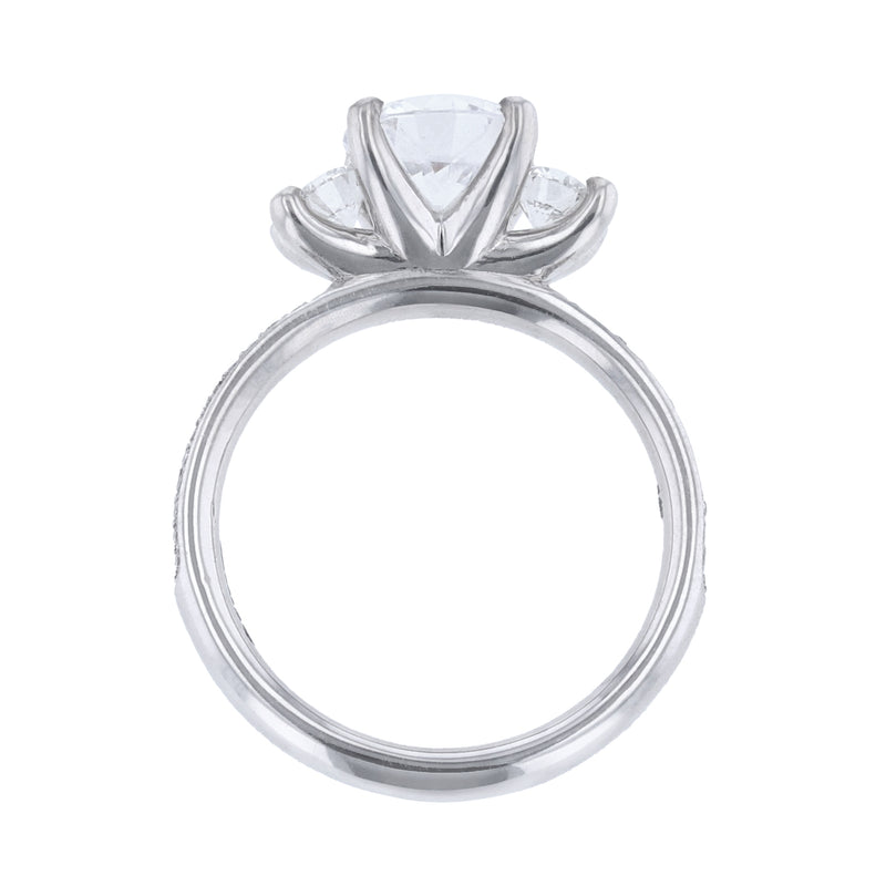 Three Stone Pave Accent Diamond Ring - Nazarelle