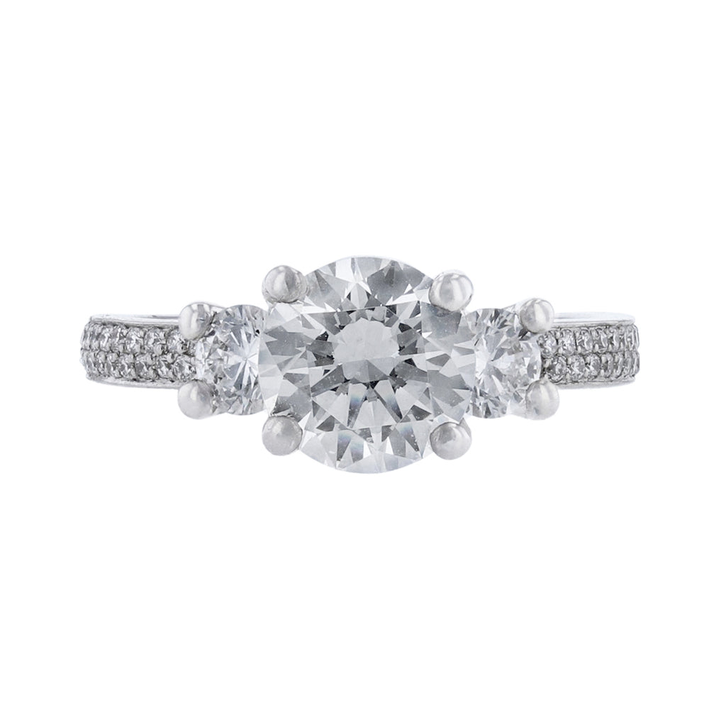 Three Stone Pave Accent Diamond Ring - Nazarelle
