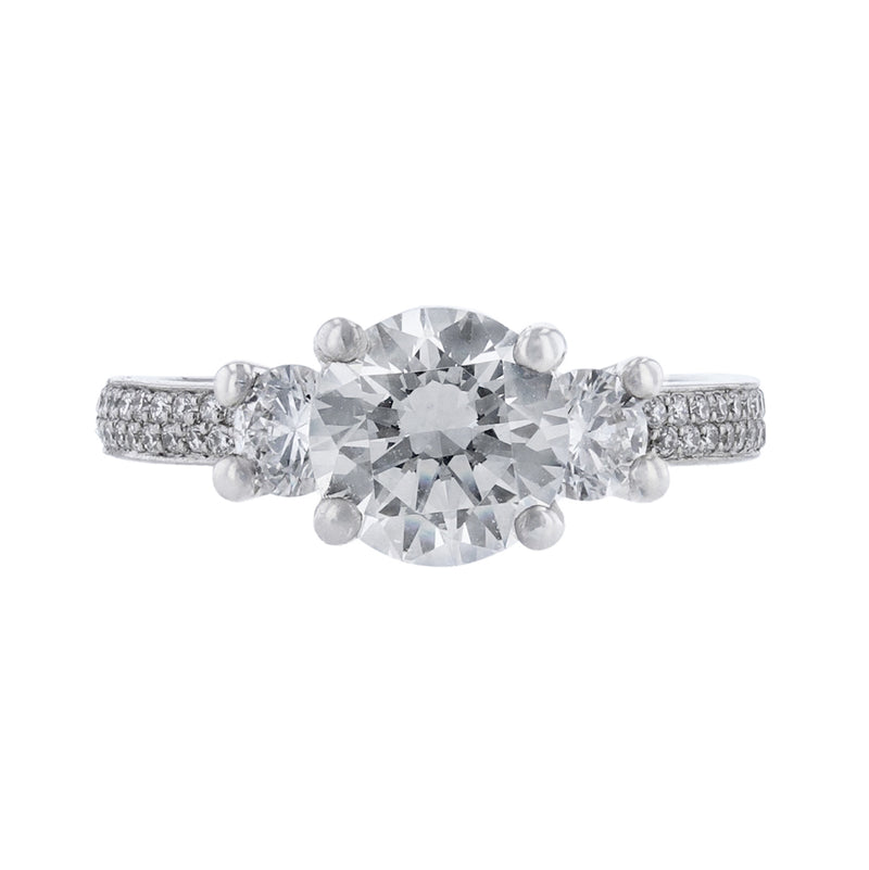 Three Stone Pave Accent Diamond Ring - Nazarelle