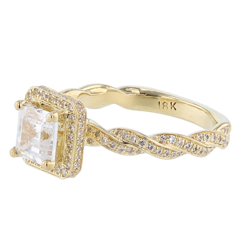 18K Yellow Gold Asscher Cut Diamond Engagement Ring - Nazarelle