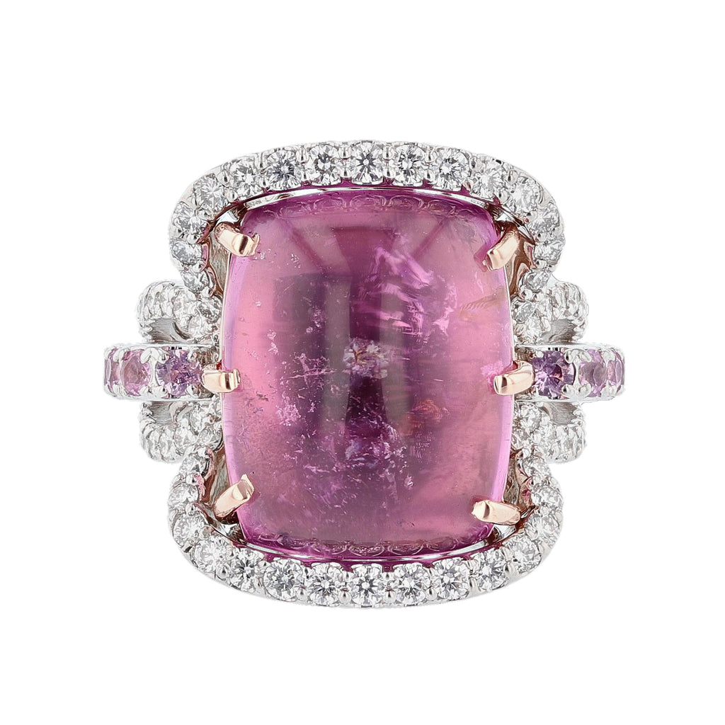 Pink Tourmaline, Pink Sapphire, and Diamond Ring - Nazarelle