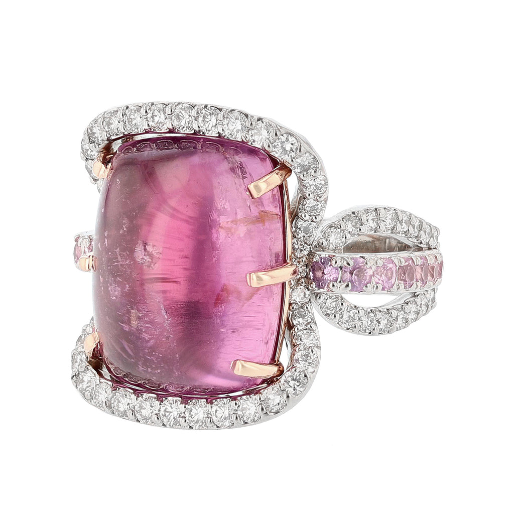 Pink Tourmaline, Pink Sapphire, and Diamond Ring - Nazarelle