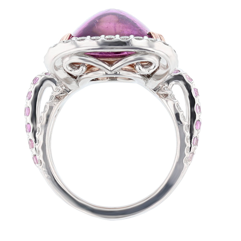 Pink Tourmaline, Pink Sapphire, and Diamond Ring - Nazarelle