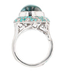 Cabachon Blue Tourmaline and Diamond Ring - Nazarelle
