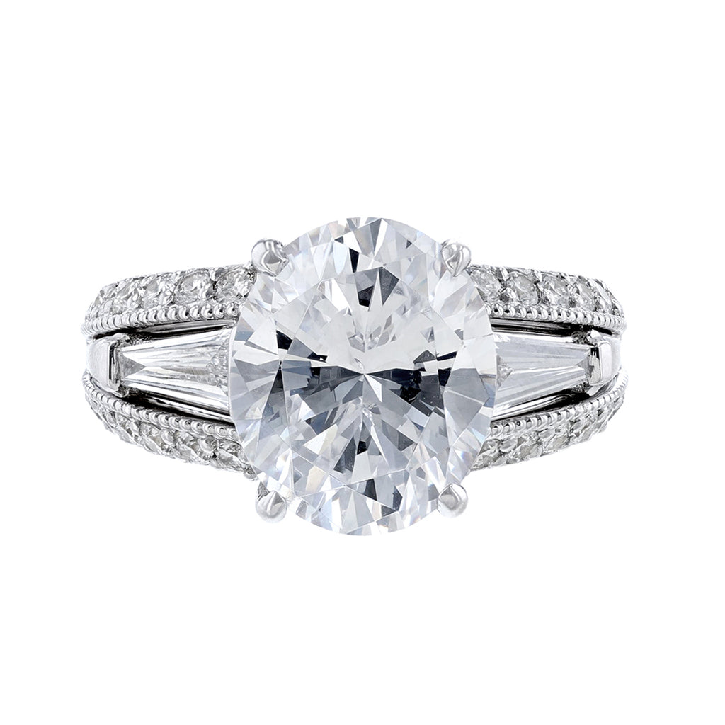 18K White Gold Pave’ Baguette Diamond Ring - Nazarelle