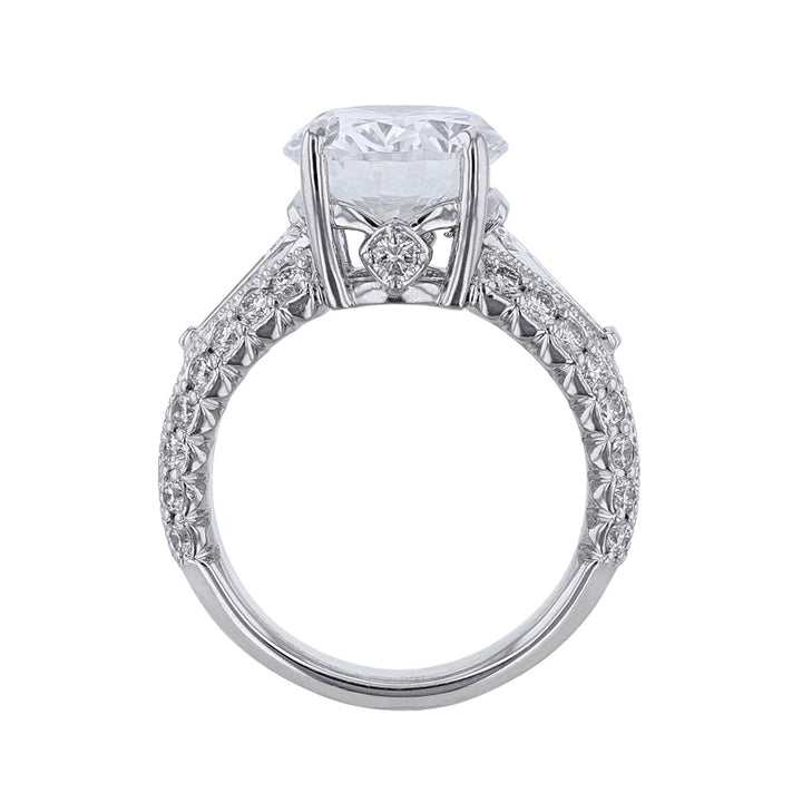 18K White Gold Pave’ Baguette Diamond Ring - Nazarelle