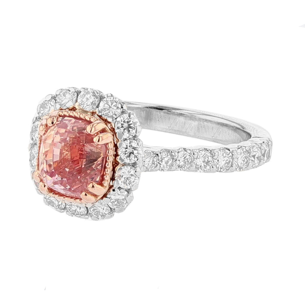 Padparadscha Pink Sapphire and Diamond Ring - Nazarelle