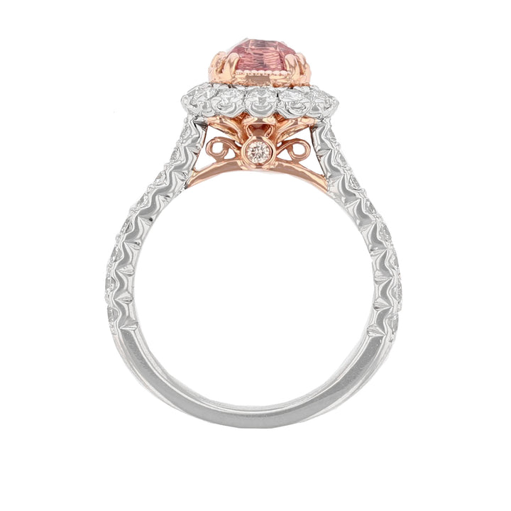 Padparadscha Pink Sapphire and Diamond Ring - Nazarelle