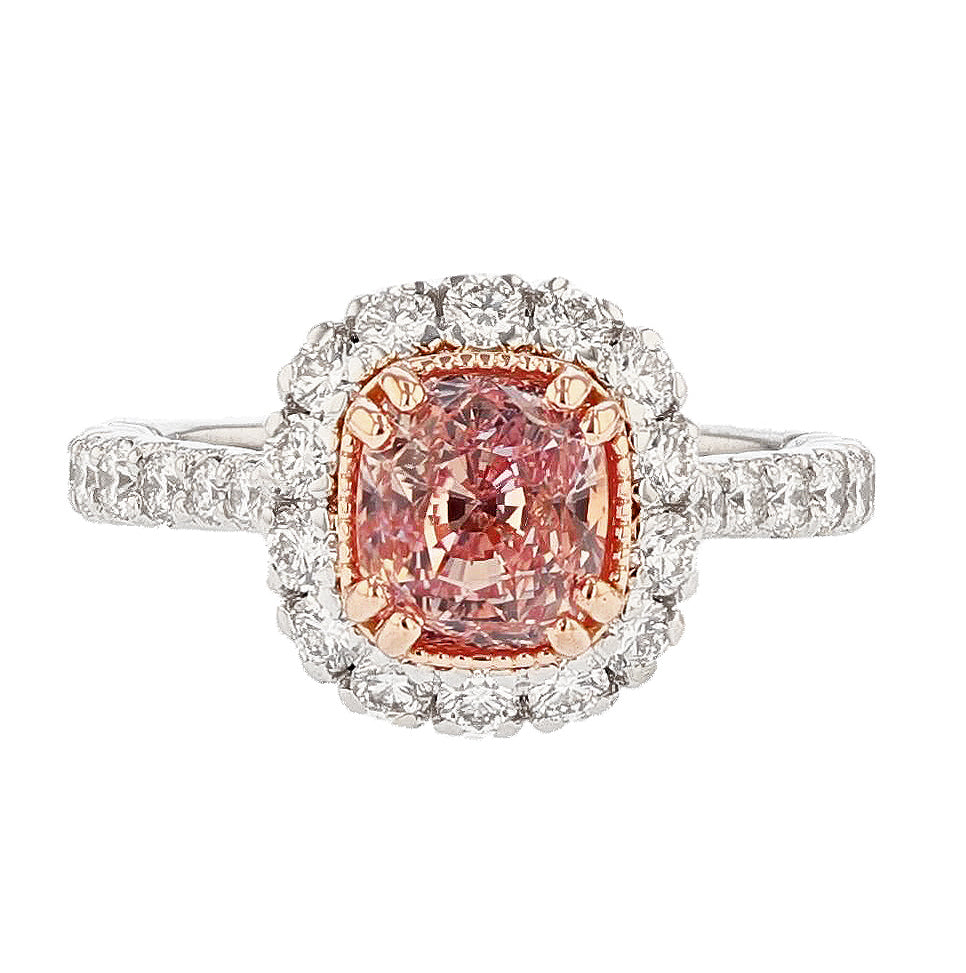 Padparadscha Pink Sapphire and Diamond Ring - Nazarelle