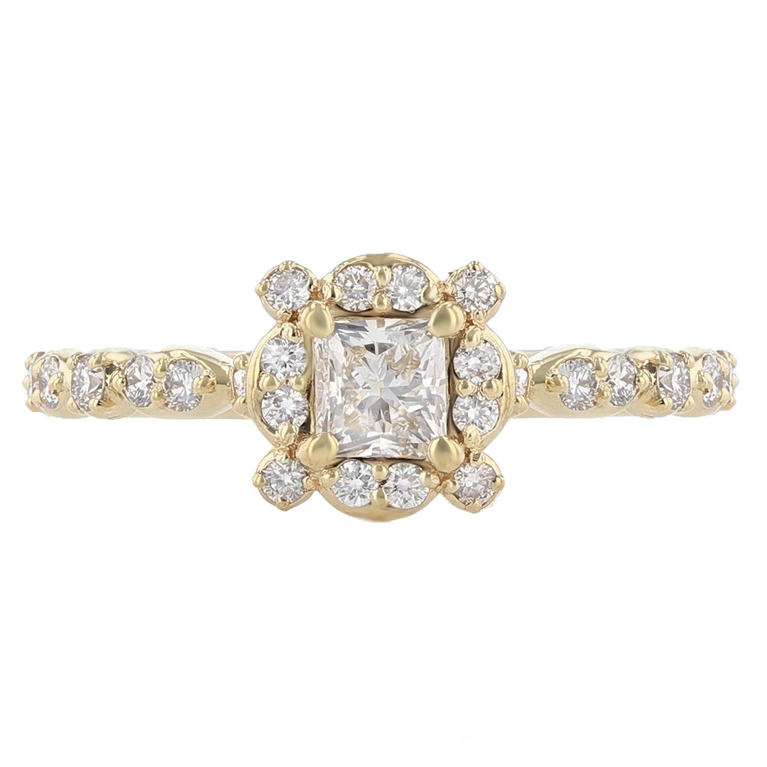 14K Yellow Gold Princess Cut Diamond Engagement Ring - Nazarelle