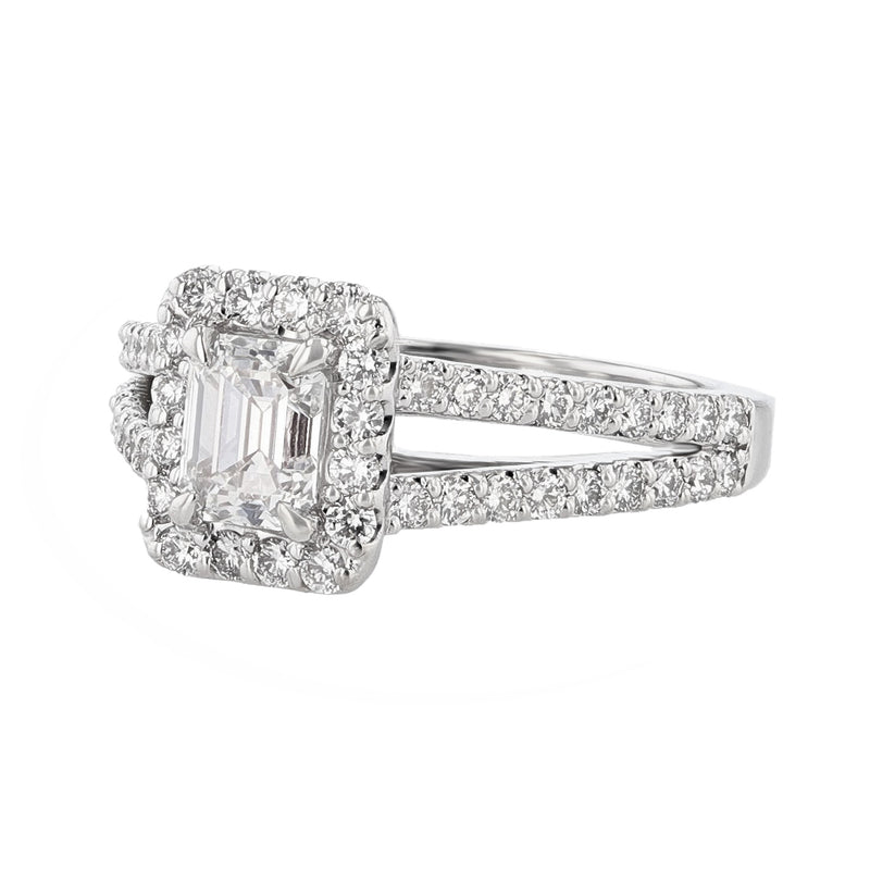 14K White Gold Emerald Cut Diamond Engagement Ring - Nazarelle
