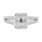 14K White Gold Emerald Cut Diamond Engagement Ring - Nazarelle