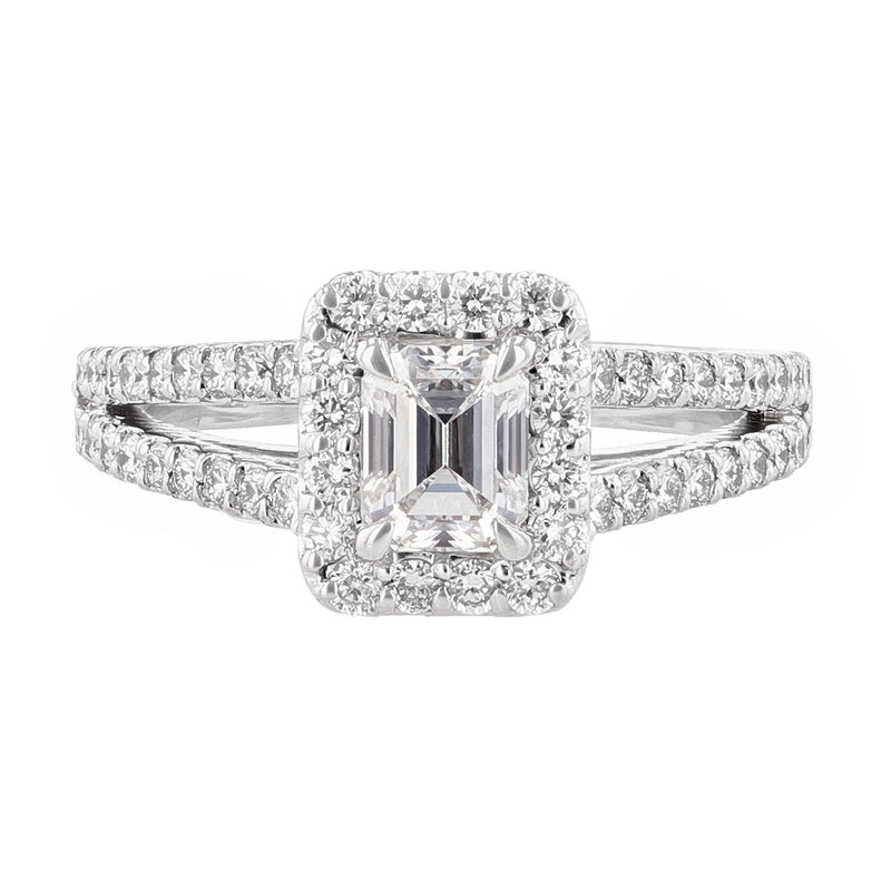 14K White Gold Emerald Cut Diamond Engagement Ring - Nazarelle