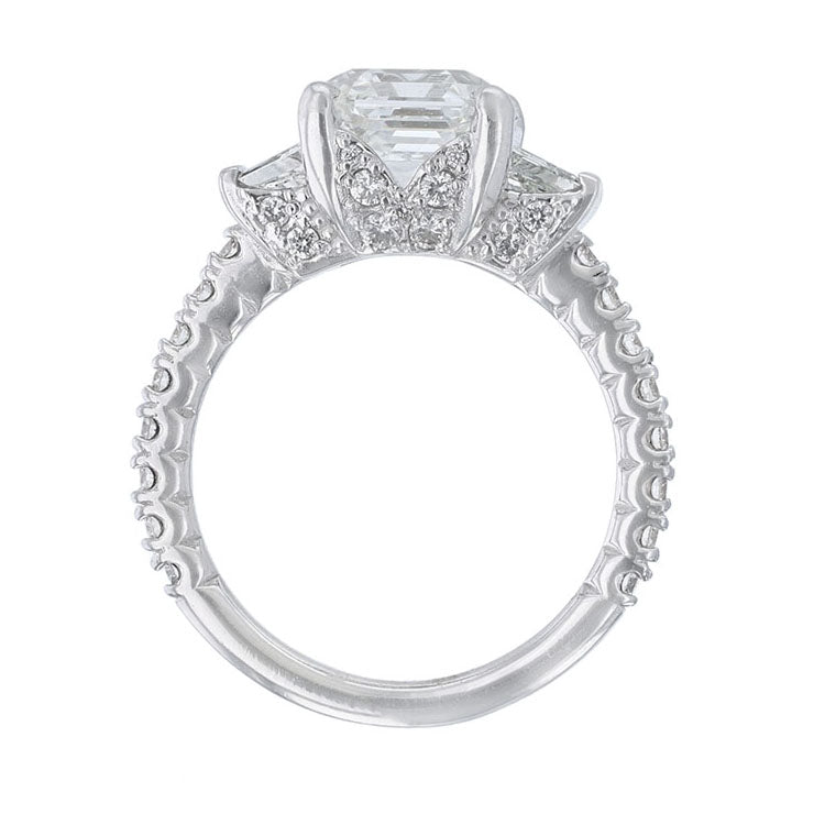 14K White Gold Ascher Cut Diamond Ring - Nazarelle