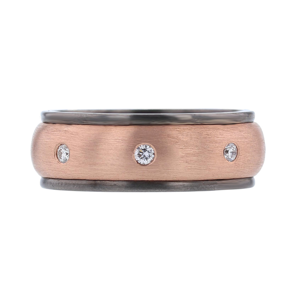 Men's 14K Rose and Black Gold and Diamond Band - Nazarelle