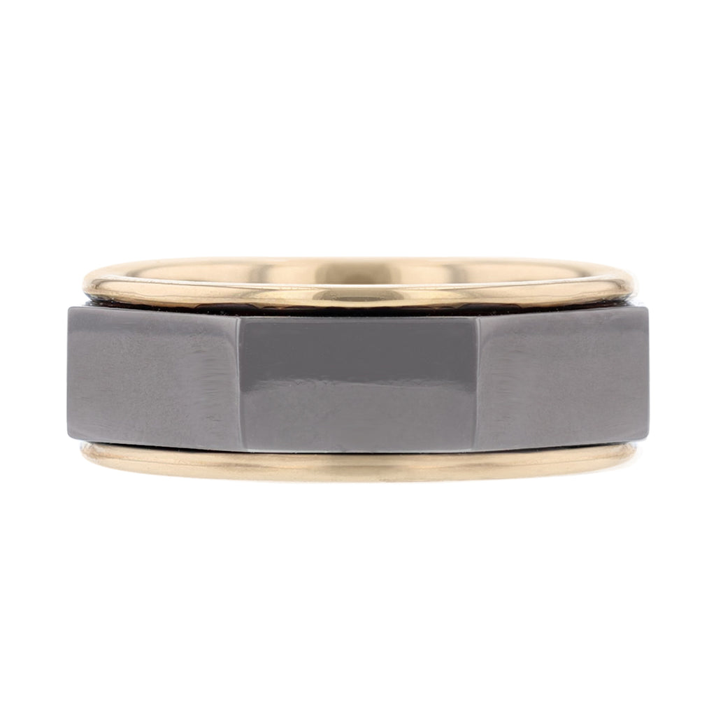 Men's 14K Black Rhodium and Yellow Gold Polished Band - Nazarelle
