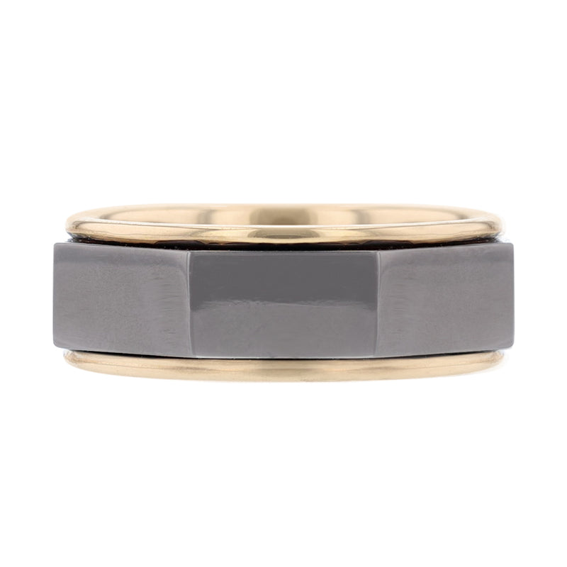 Men's 14K Black Rhodium and Yellow Gold Polished Band - Nazarelle