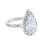 14K White Gold Pear Shape Halo Diamond Ring - Nazarelle