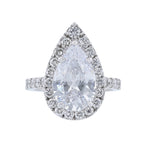 14K White Gold Pear Shape Halo Diamond Ring - Nazarelle