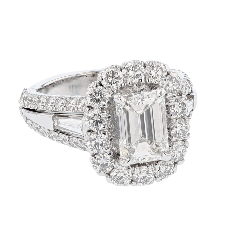 14K White Gold GIA Certified 2.01 Carat Emerald Cut Diamond Engagement Ring - Nazarelle