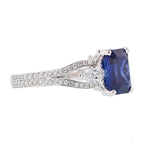 18K White Gold 2.20 Carat Emerald Cut Sapphire and Diamond Ring - Nazarelle