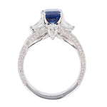 18K White Gold 2.20 Carat Emerald Cut Sapphire and Diamond Ring - Nazarelle