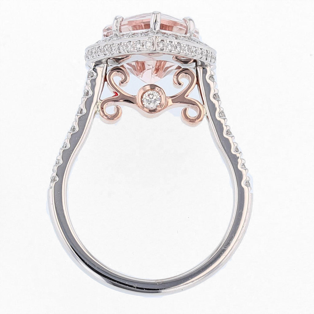 14K White and Rose Gold Morganite Heart Ring - Nazarelle