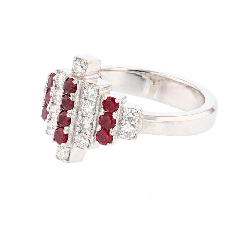 18K White Gold Ruby and Diamond Ring - Nazarelle
