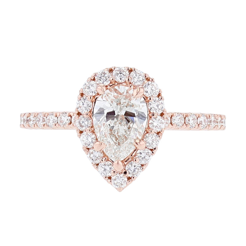 18K Rose Gold Pear Shape Diamond Engagement Ring - Nazarelle