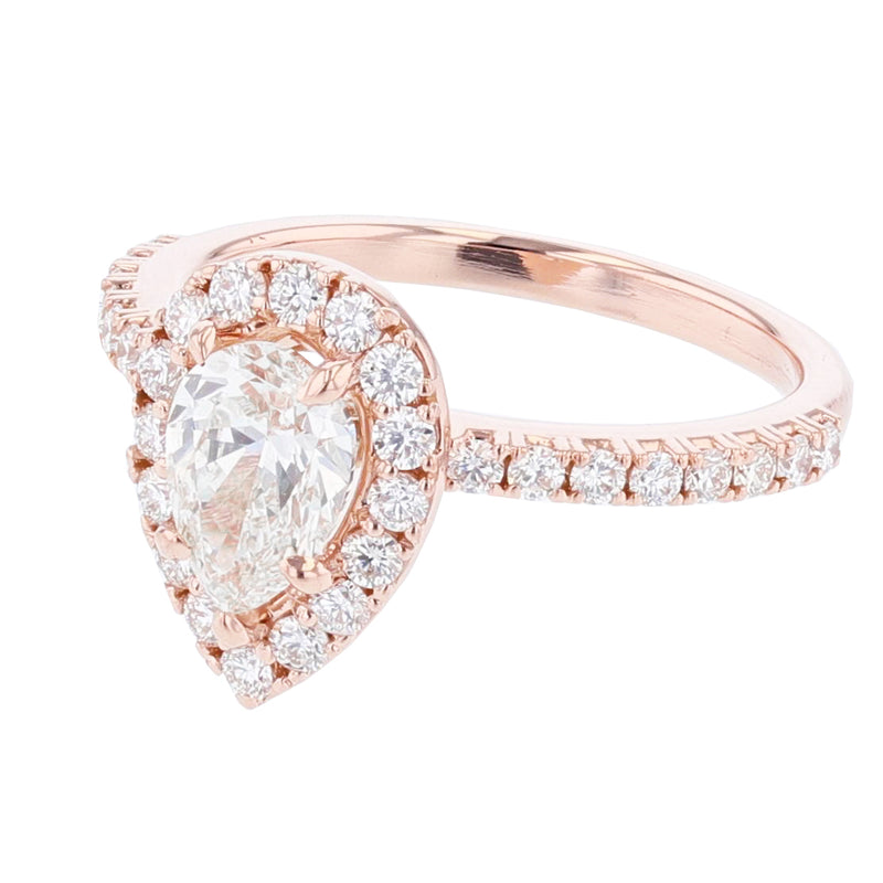 18K Rose Gold Pear Shape Diamond Engagement Ring - Nazarelle