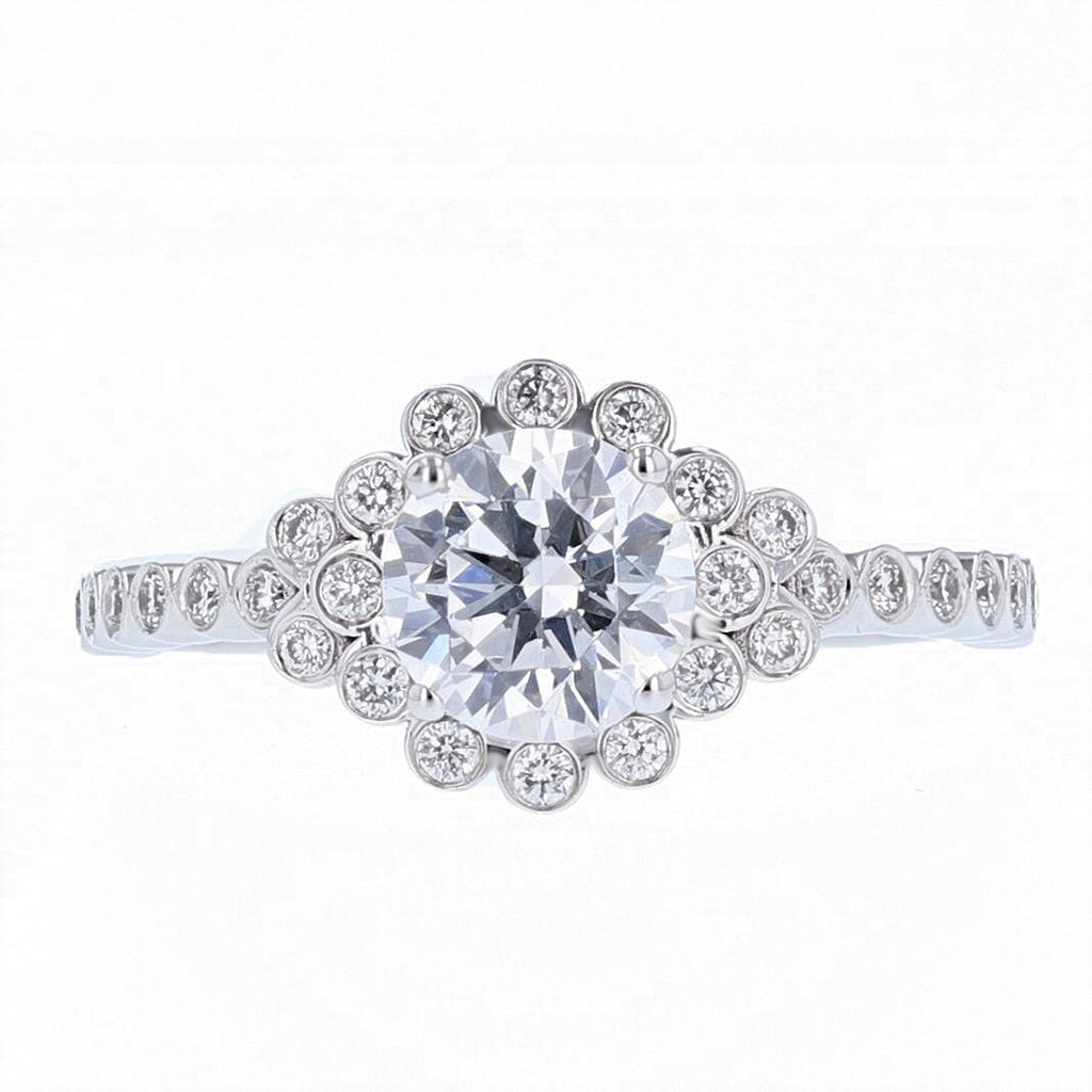 18K White Gold Diamond Engagement Ring - Nazarelle