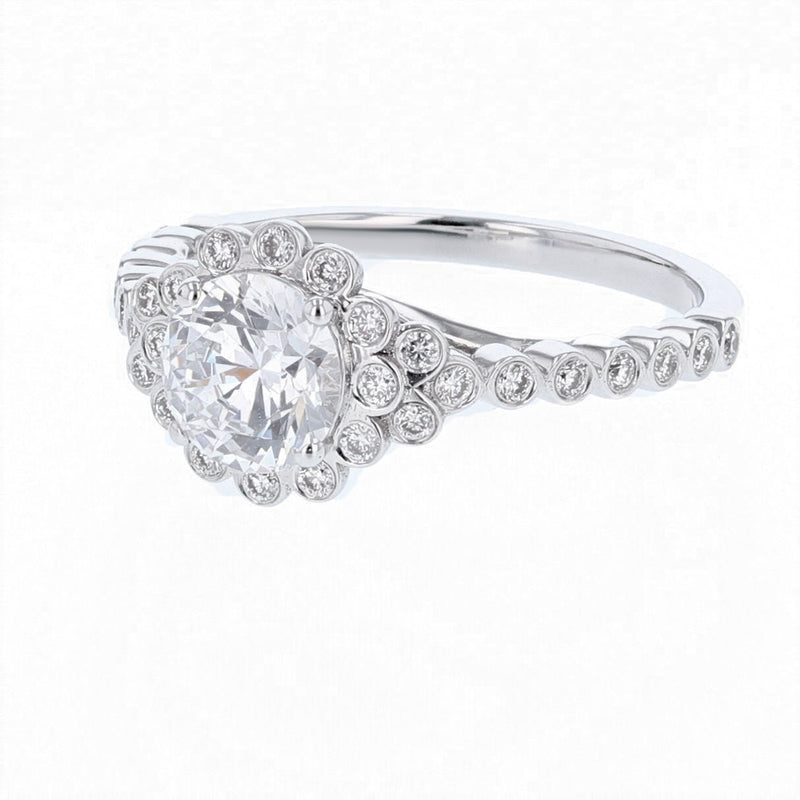 18K White Gold Diamond Engagement Ring - Nazarelle