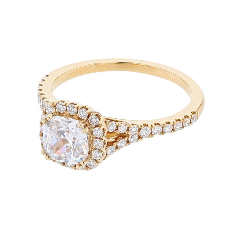 18K Gold Cushion Diamond Engagement Ring - Nazarelle
