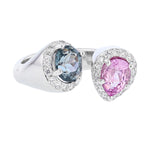 14K White Gold Pink and Blue Spinel and Diamond Ring - Nazarelle