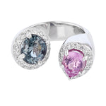 14K White Gold Pink and Blue Spinel and Diamond Ring - Nazarelle